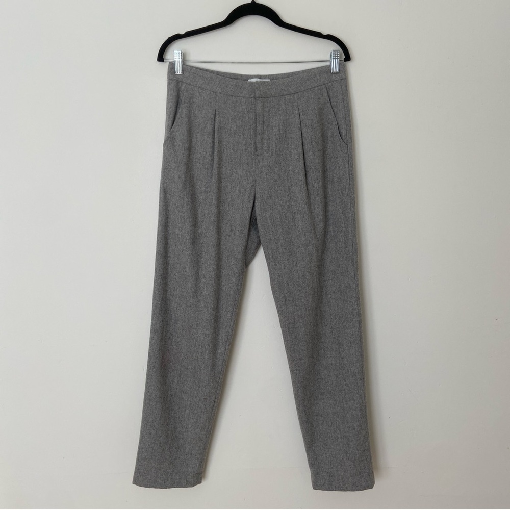 SUNCOO Slim Pleated Gray Trousers